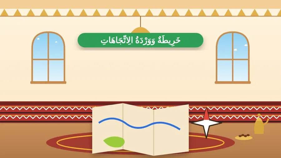خَرِيطَةٌ وَوَرْدَةُ الِاتِّجَاهَاتِ