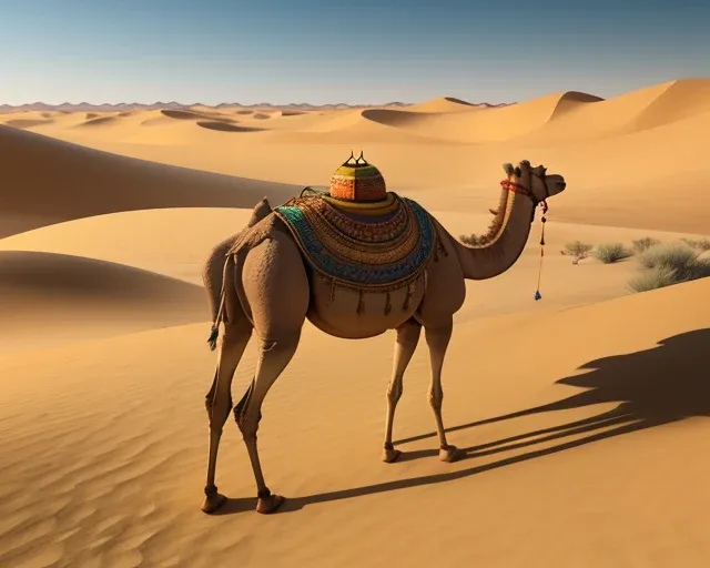 الجمل يعيش في الصحراء الحارة
