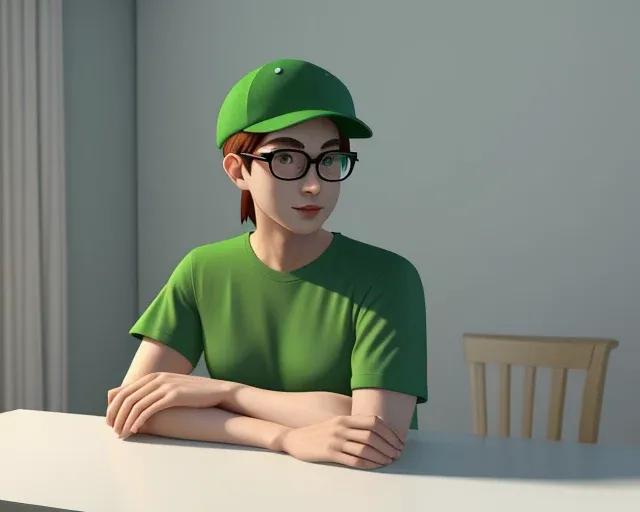 I'm wearing a green T-shirt and a green cap