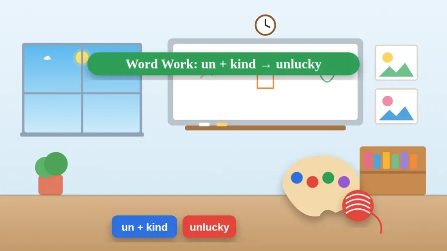 Word Work: un + kind → unlucky