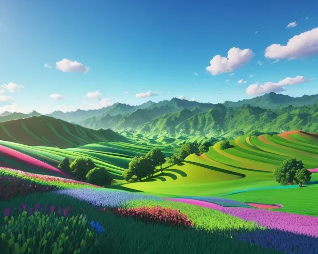 mountains, hills, flowers
