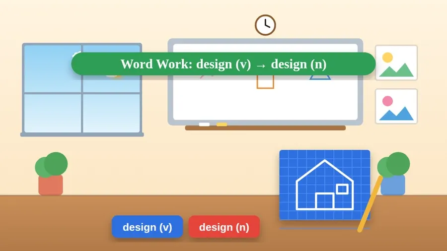 Word Work: design (v) → design (n)