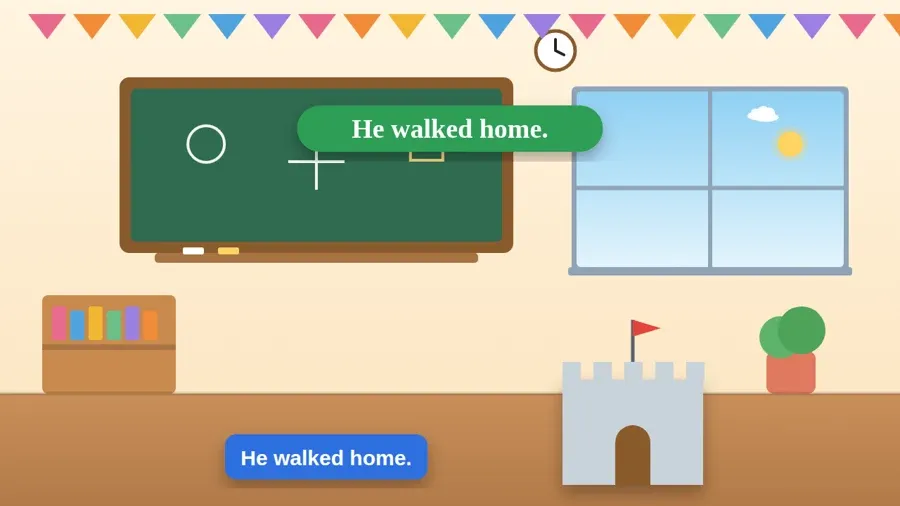 He walked home.