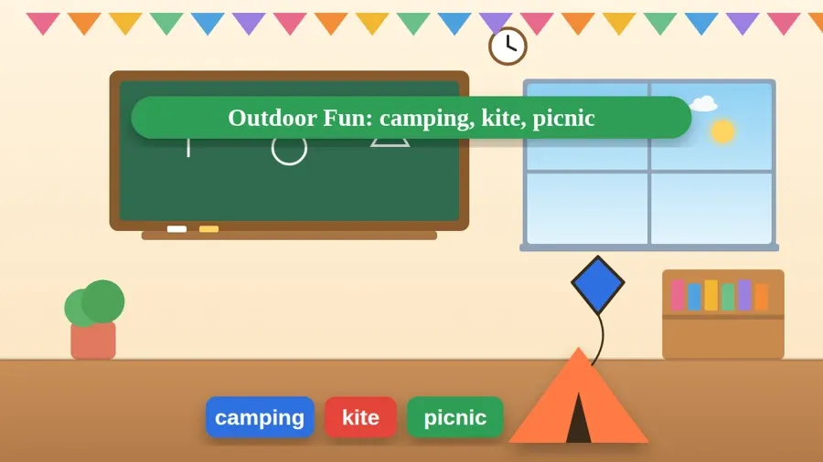 Outdoor Fun: camping, kite, picnic