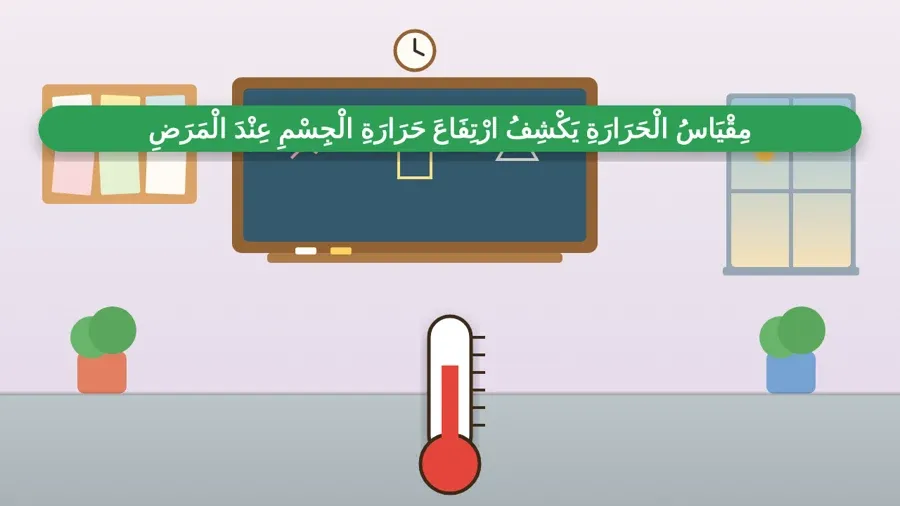 مِقْيَاسُ الْحَرَارَةِ يَكْشِفُ ارْتِفَاعَ حَرَارَةِ الْجِسْمِ عِنْدَ الْمَرَضِ