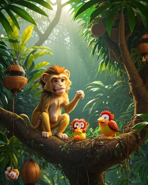 قرد على غصن شجرة في الغابة: It can climb.