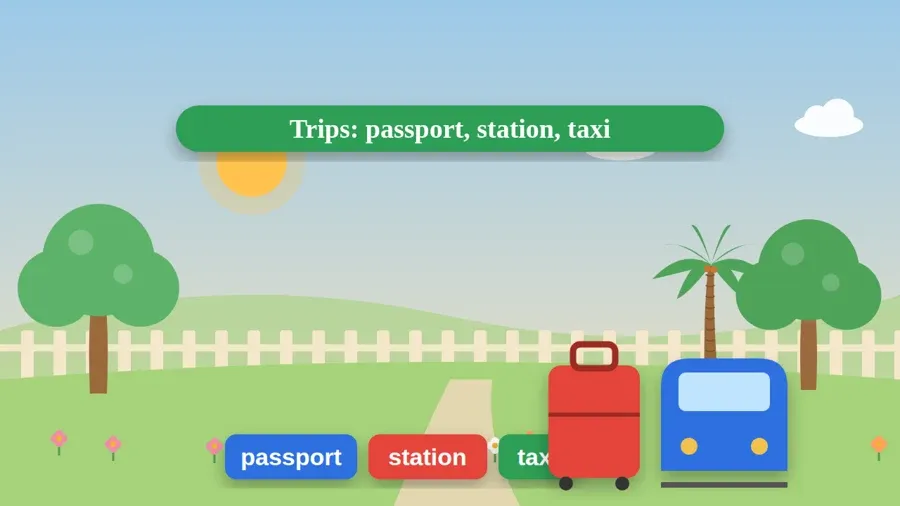 Trips: passport, station, taxi