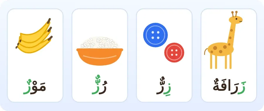 زرافة وزر ورز وموز