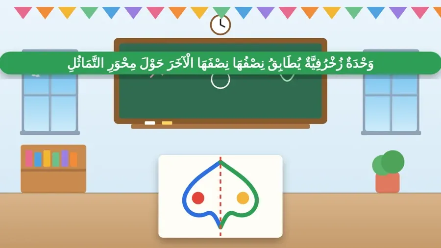 وَحْدَةٌ زُخْرُفِيَّةٌ يُطَابِقُ نِصْفُهَا نِصْفَهَا الْآخَرَ حَوْلَ مِحْوَرِ التَّمَاثُلِ