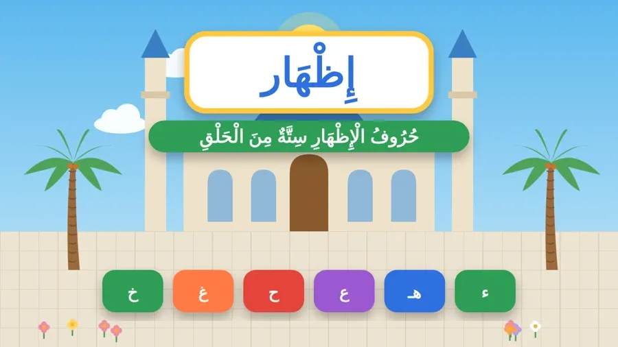 حُرُوفُ الْإِظْهَارِ سِتَّةٌ مِنَ الْحَلْقِ
