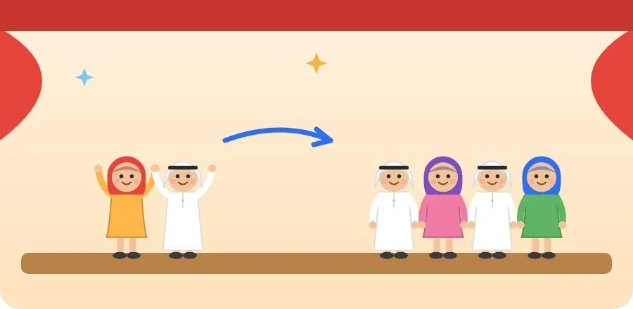 ٤ طلاب على المسرح، وطالبان يصعدان إليهم