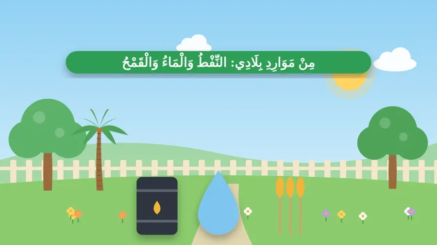 مِنْ مَوَارِدِ بِلَادِي: النِّفْطُ وَالْمَاءُ وَالْقَمْحُ